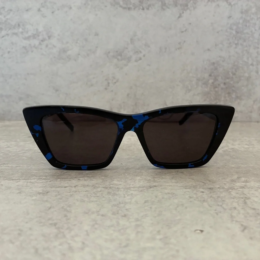 Saint Laurent SL 276 MICA 009 Blue Havana Cat-Eye Sunglasses NWOT w/ Case